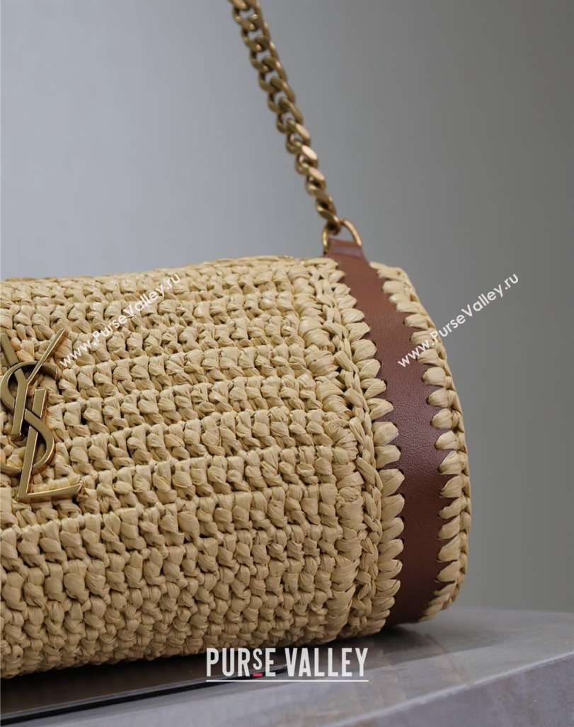 Saint Laurent Sade Mini Tube Bag in Raffia Straw Beige 2025 699704 (YY-250409098)