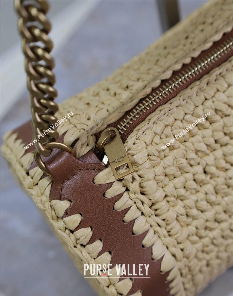 Saint Laurent Sade Mini Tube Bag in Raffia Straw Beige 2025 699704 (YY-250409098)