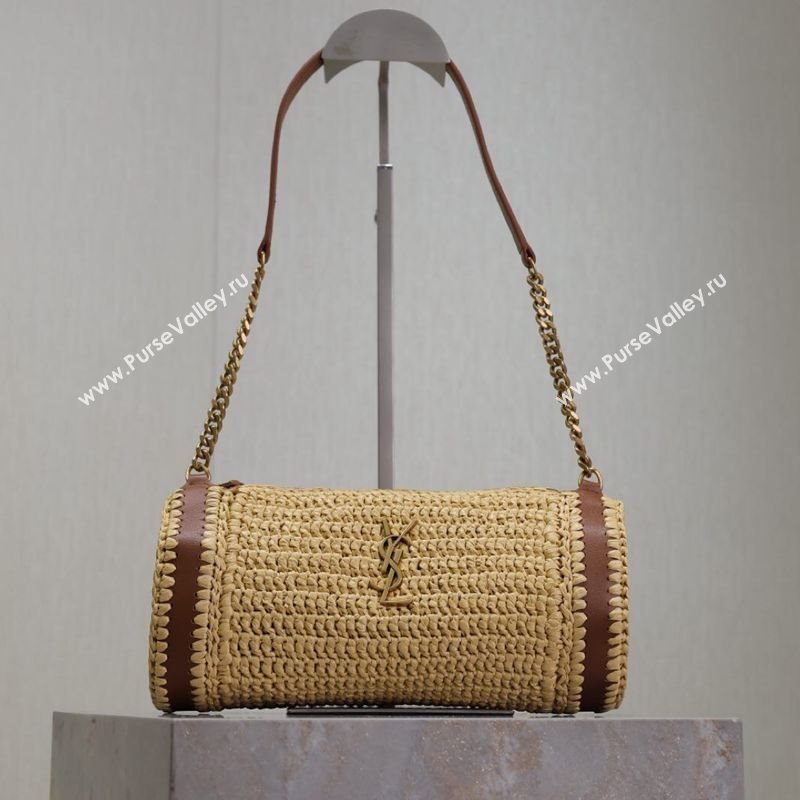 Saint Laurent Sade Mini Tube Bag in Raffia Straw Beige 2025 699704 (YY-250409098)