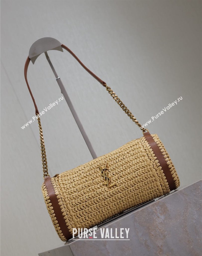 Saint Laurent Sade Mini Tube Bag in Raffia Straw Beige 2025 699704 (YY-250409098)