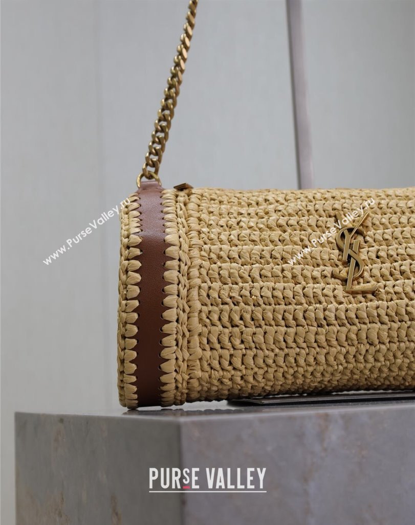 Saint Laurent Sade Mini Tube Bag in Raffia Straw Beige 2025 699704 (YY-250409098)