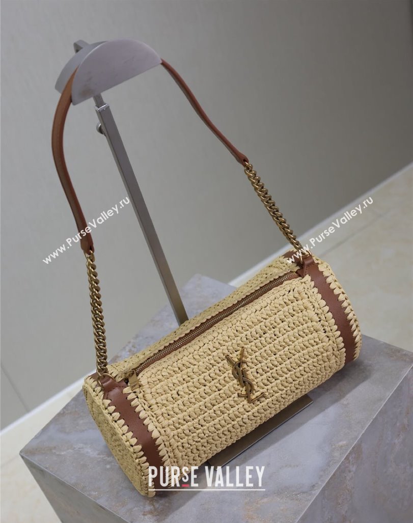 Saint Laurent Sade Mini Tube Bag in Raffia Straw Beige 2025 699704 (YY-250409098)