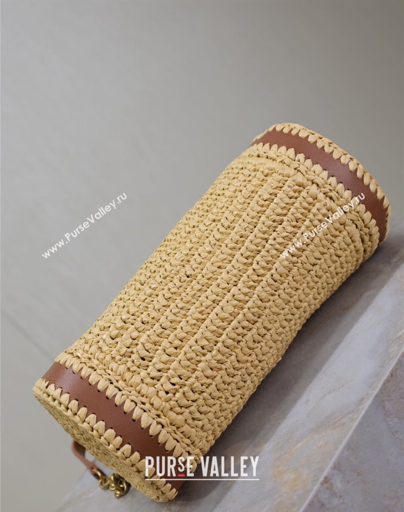 Saint Laurent Sade Mini Tube Bag in Raffia Straw Beige 2025 699704 (YY-250409098)