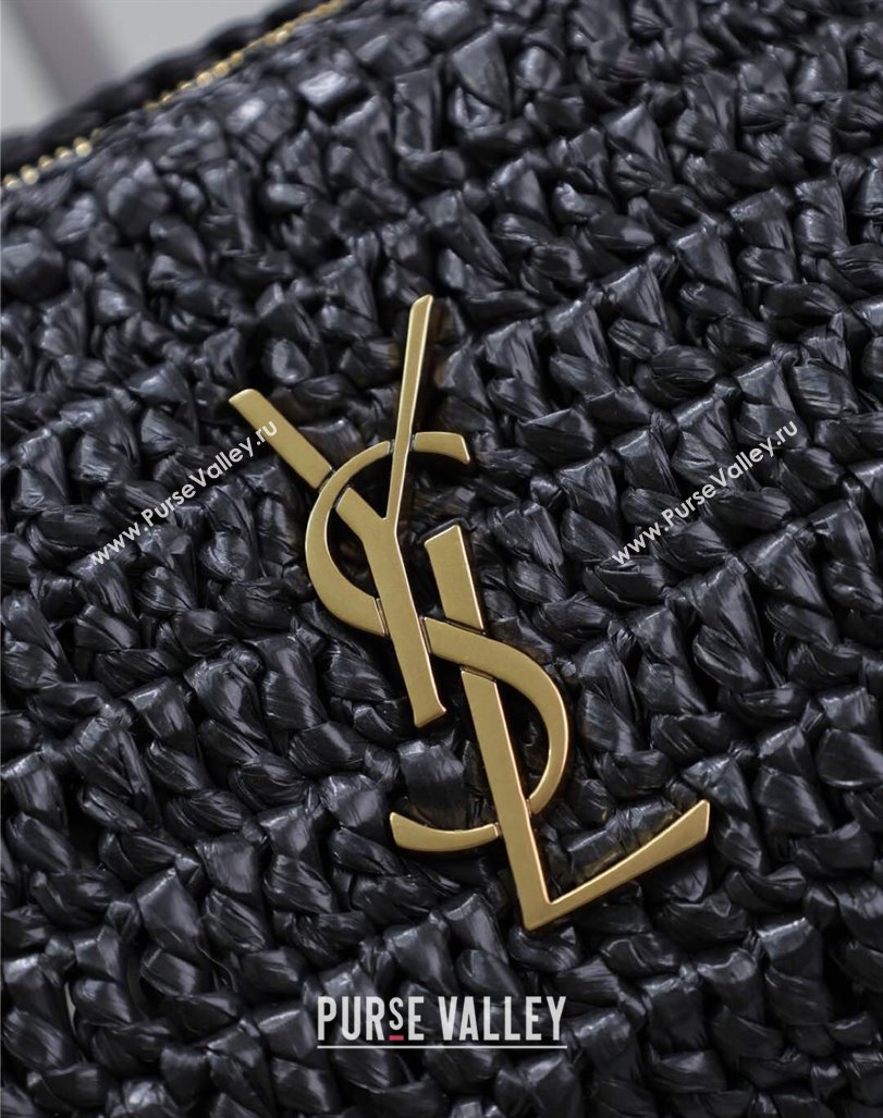 Saint Laurent Sade Mini Tube Bag in Raffia Straw Black 2025 699704 (YY-250409099)