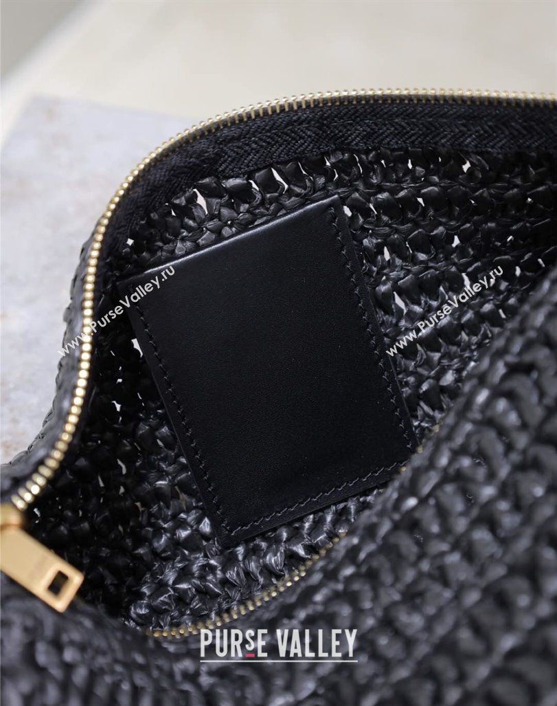 Saint Laurent Sade Mini Tube Bag in Raffia Straw Black 2025 699704 (YY-250409099)