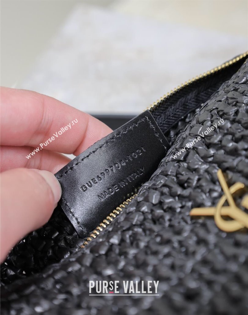 Saint Laurent Sade Mini Tube Bag in Raffia Straw Black 2025 699704 (YY-250409099)
