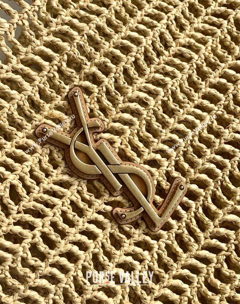 Saint Laurent Oxalis Shoulder Bag in Raffia Straw Crochet Net Brown 2025 773984 (YY-250409045)