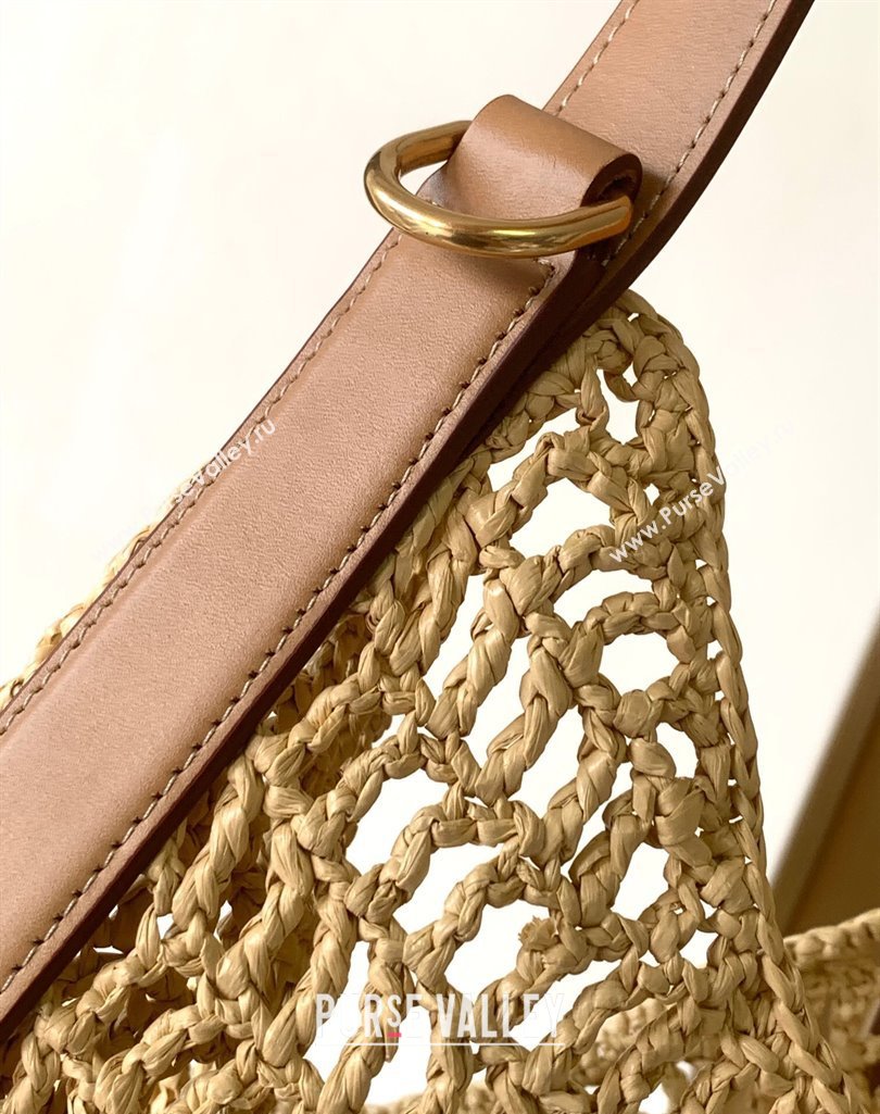 Saint Laurent Oxalis Shoulder Bag in Raffia Straw Crochet Net Brown 2025 773984 (YY-250409045)