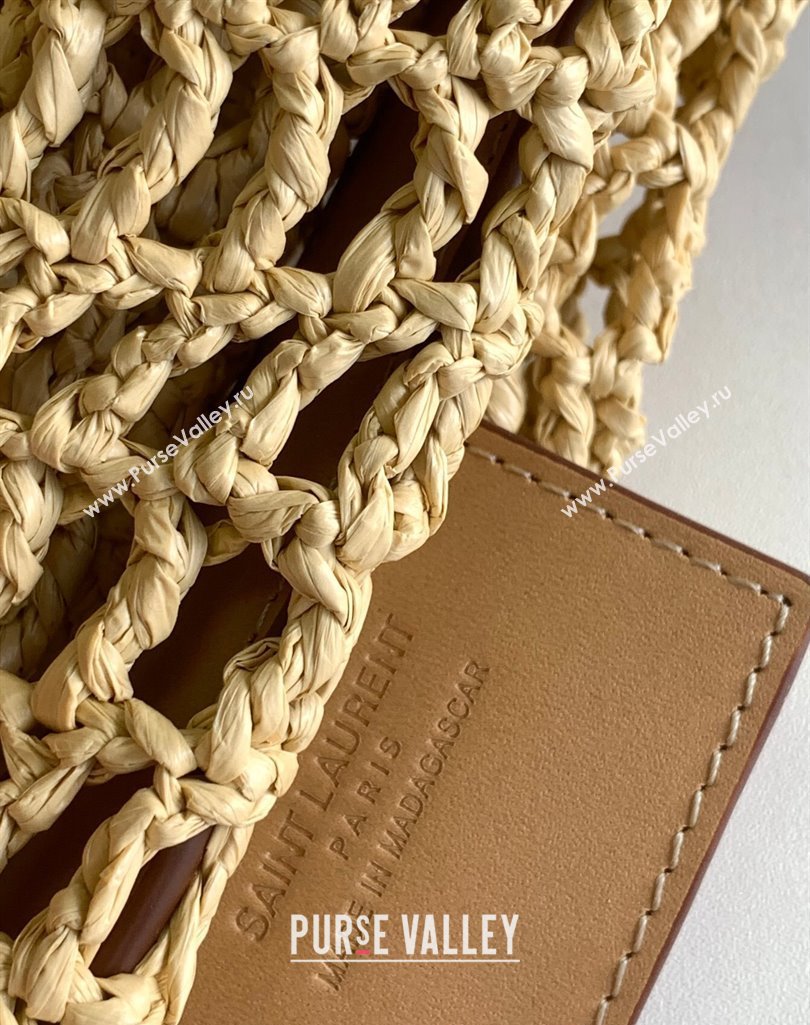 Saint Laurent Oxalis Shoulder Bag in Raffia Straw Crochet Net Brown 2025 773984 (YY-250409045)