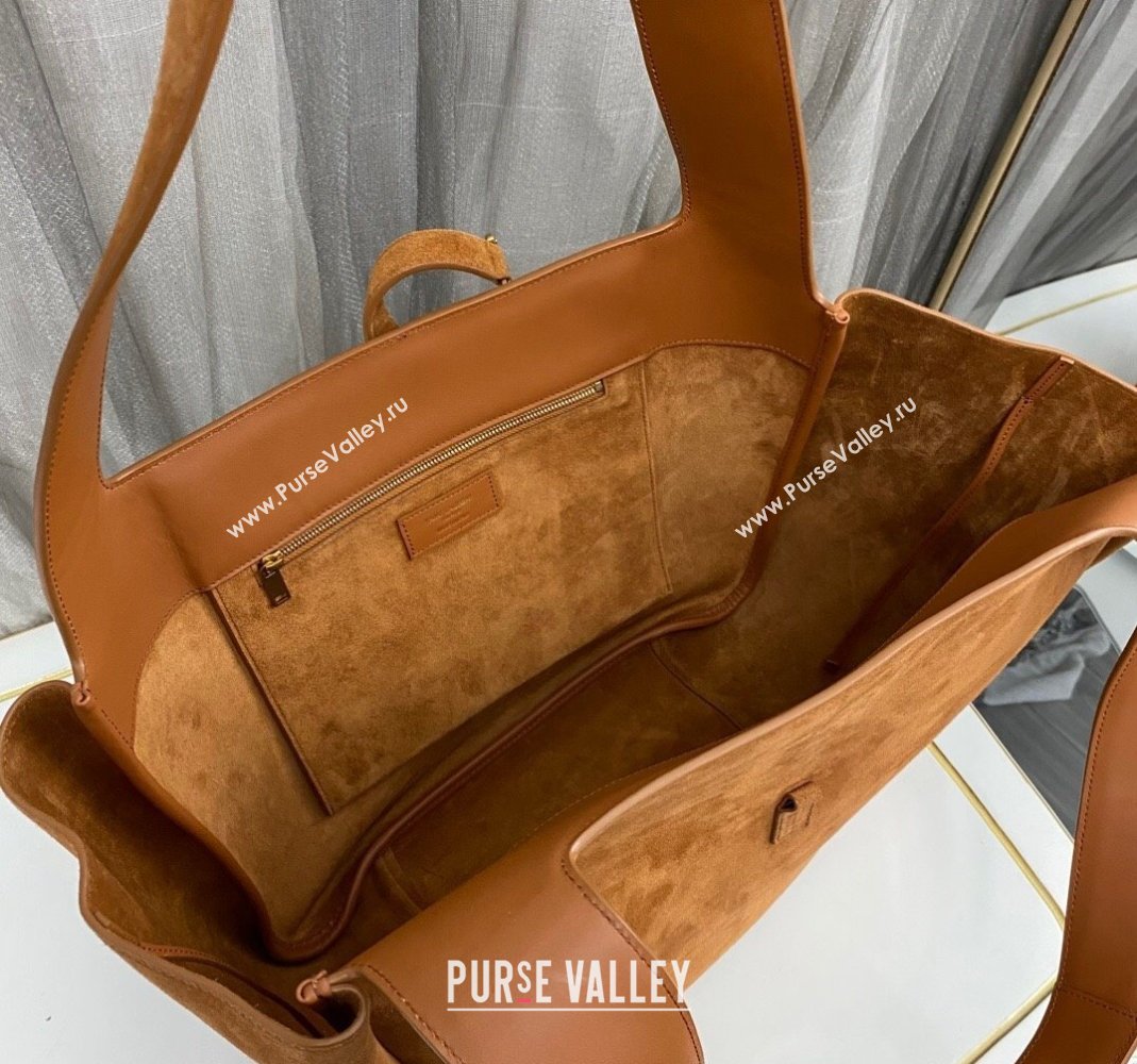Saint Laurent Bea Tote Bag in Suede 763435 Brown2 2025 (nana-250409041)