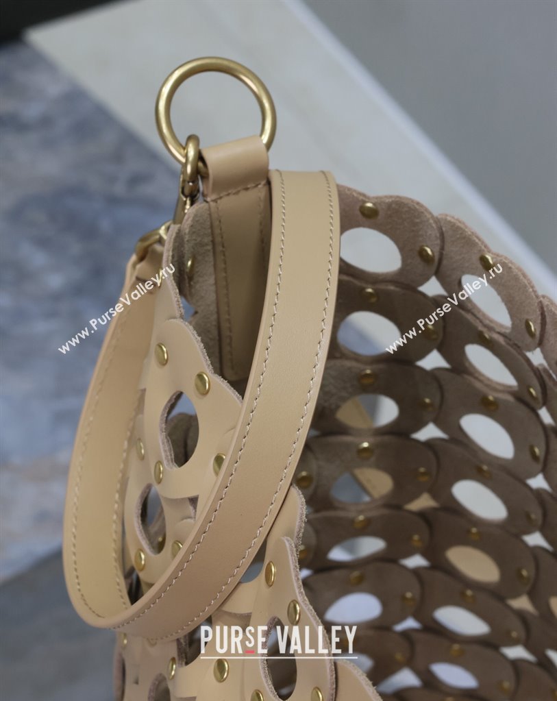 Saint Laurent Seau Bucket Bag in Heart Cutout Leather with Studs Brown 2025 753827 (YY-250409047)