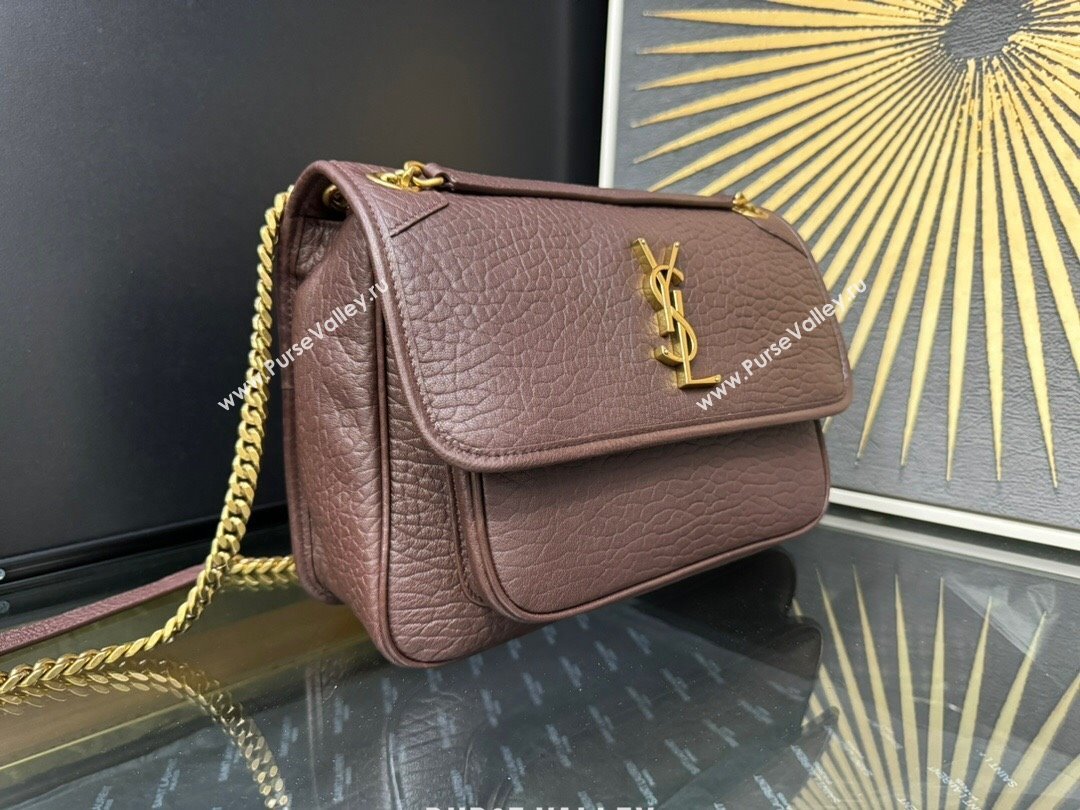 Saint Laurent Medium Niki Bag in Elephant-Grained Lambskin 633178 Dark Brown 2025 (YY-250409074)
