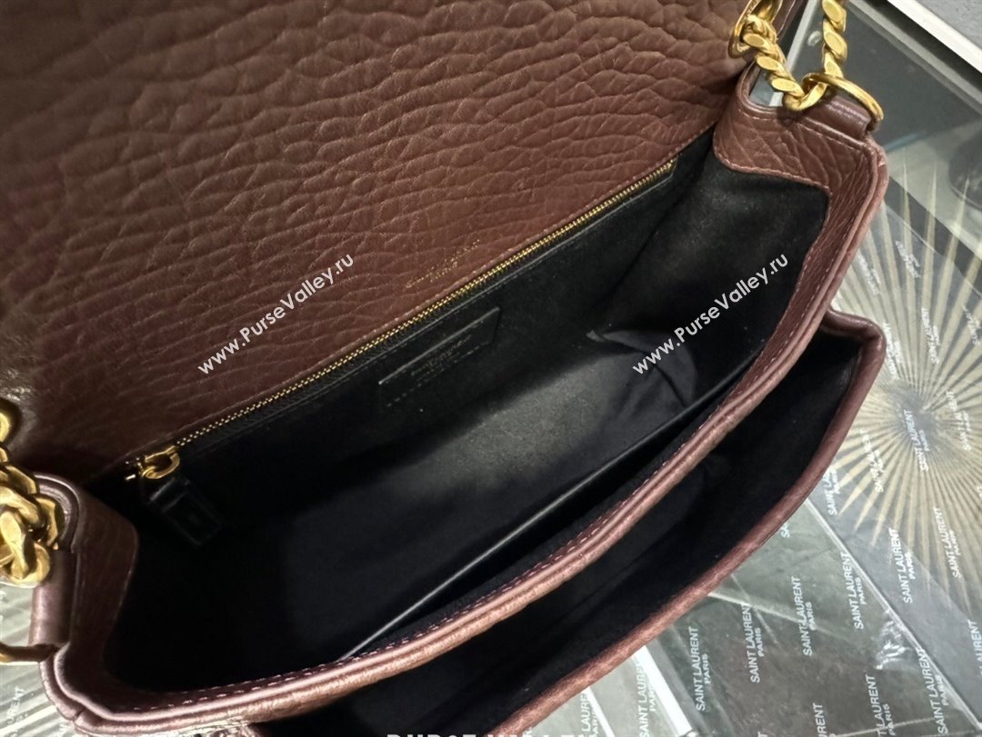 Saint Laurent Medium Niki Bag in Elephant-Grained Lambskin 633178 Dark Brown 2025 (YY-250409074)