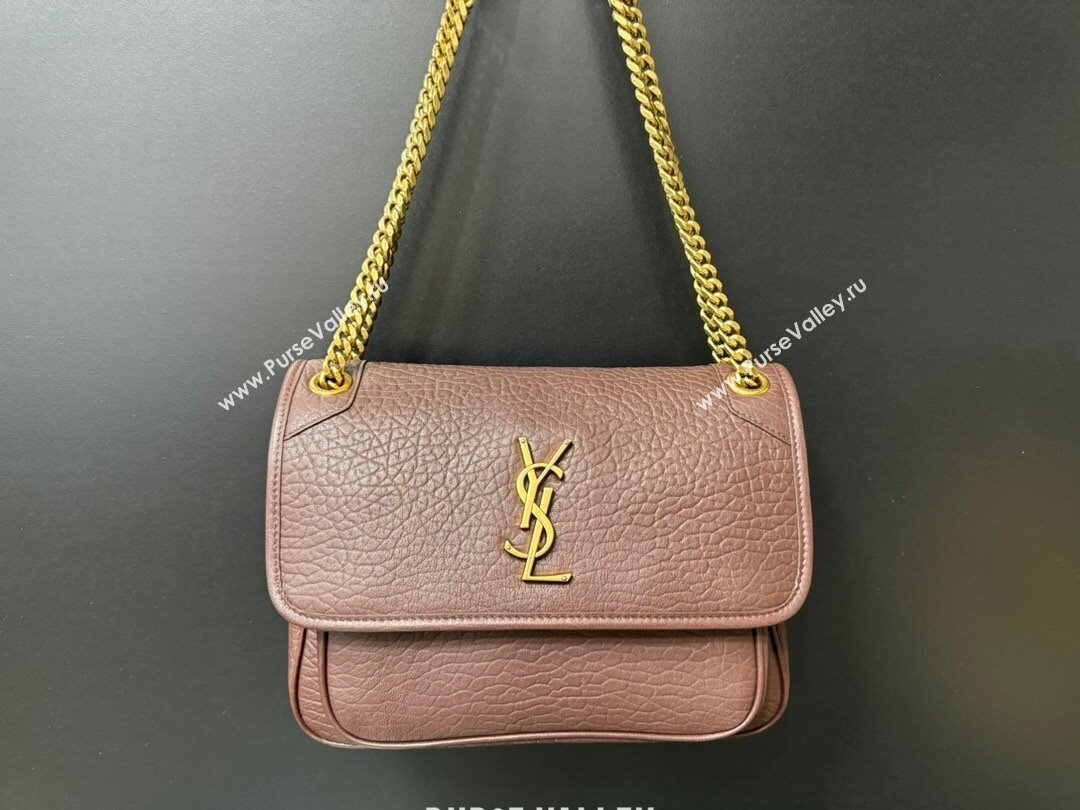 Saint Laurent Medium Niki Bag in Elephant-Grained Lambskin 633178 Dark Brown 2025 (YY-250409074)
