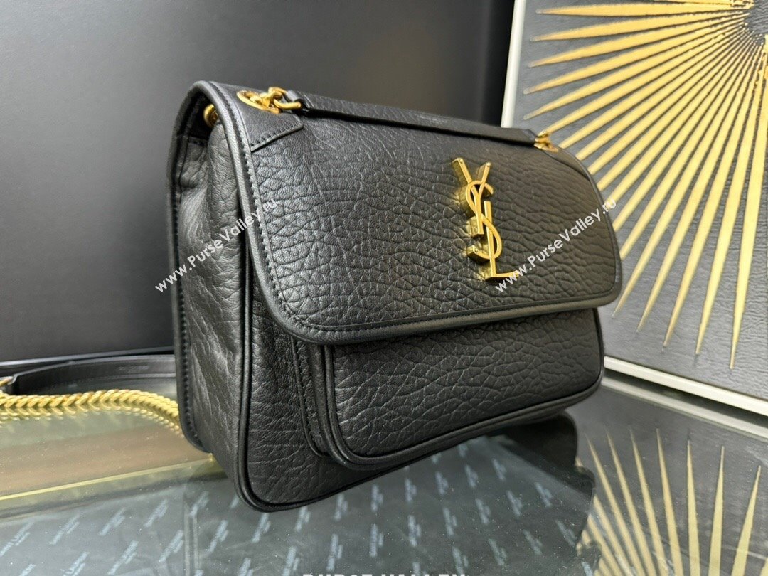Saint Laurent Medium Niki Bag in Elephant-Grained Lambskin 633178 Black/Gold 2025 (YY-250409073)