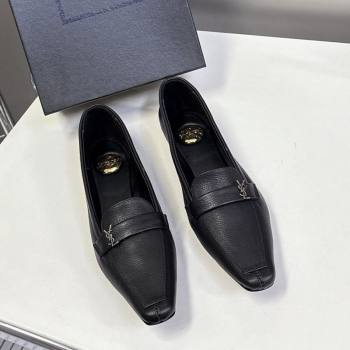 Saint Laurent Poppy Ballerinas Flat in Calf Leather Black 2025 818008 (MD-250424080)