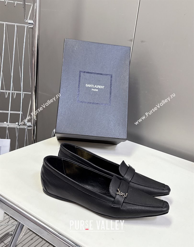 Saint Laurent Poppy Ballerinas Flat in Calf Leather Black 2025 818008 (MD-250424080)