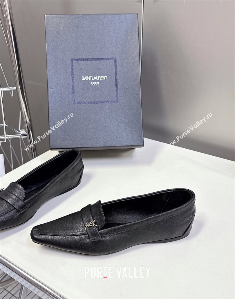 Saint Laurent Poppy Ballerinas Flat in Calf Leather Black 2025 818008 (MD-250424080)