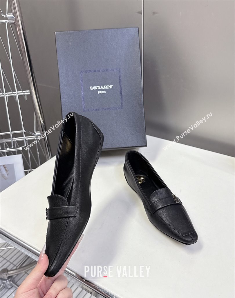 Saint Laurent Poppy Ballerinas Flat in Calf Leather Black 2025 818008 (MD-250424080)