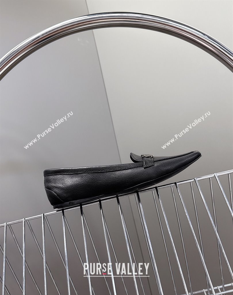 Saint Laurent Poppy Ballerinas Flat in Calf Leather Black 2025 818008 (MD-250424080)