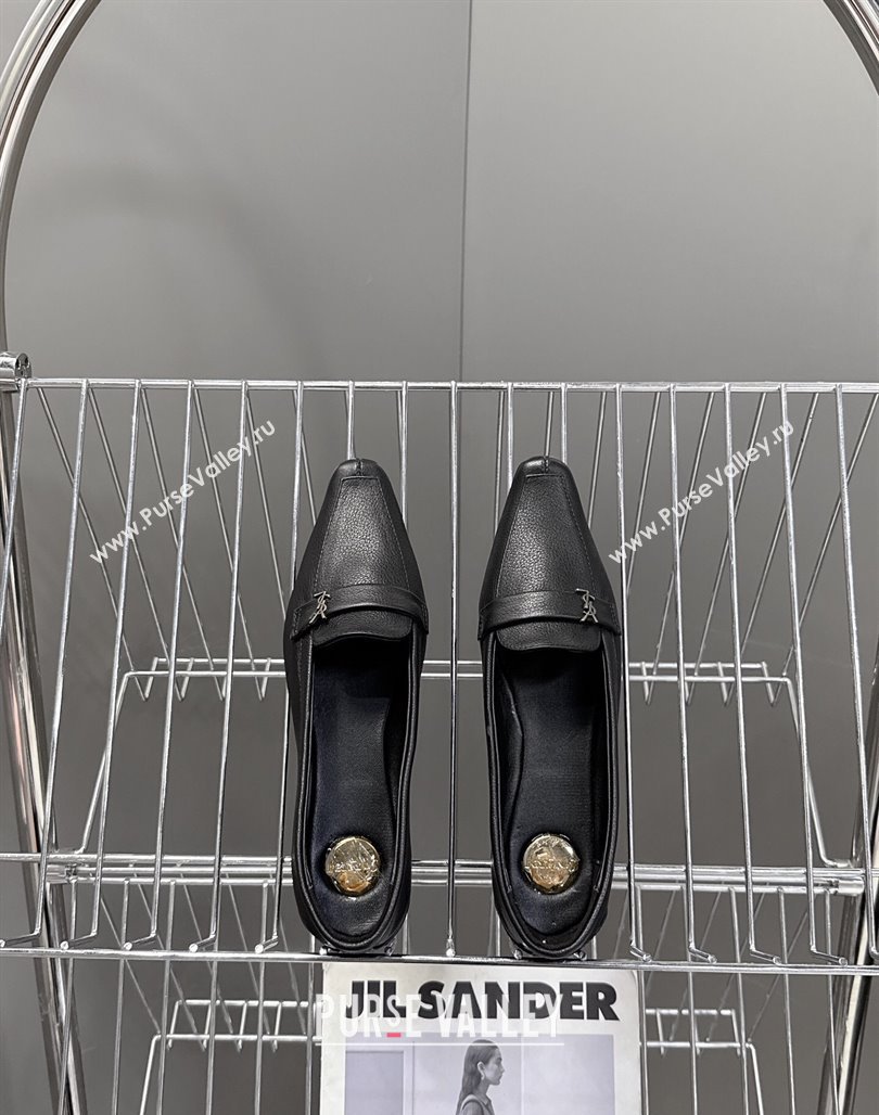Saint Laurent Poppy Ballerinas Flat in Calf Leather Black 2025 818008 (MD-250424080)