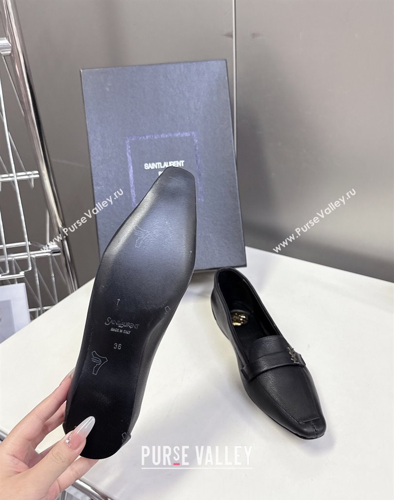 Saint Laurent Poppy Ballerinas Flat in Calf Leather Black 2025 818008 (MD-250424080)