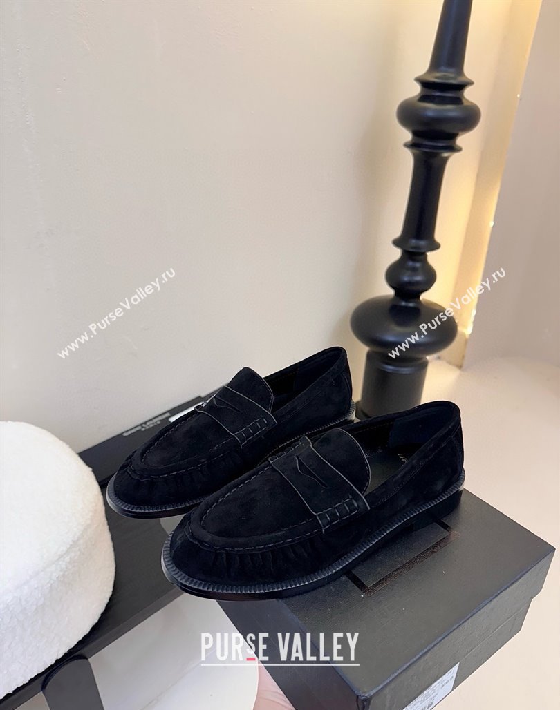 Saint Laurent Le Loafers Penny Slippers in Suede Black 2025 (KER-250424022)