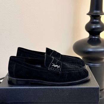 Saint Laurent Le Loafers Penny Slippers in Suede Black 2025 (KER-250424022)