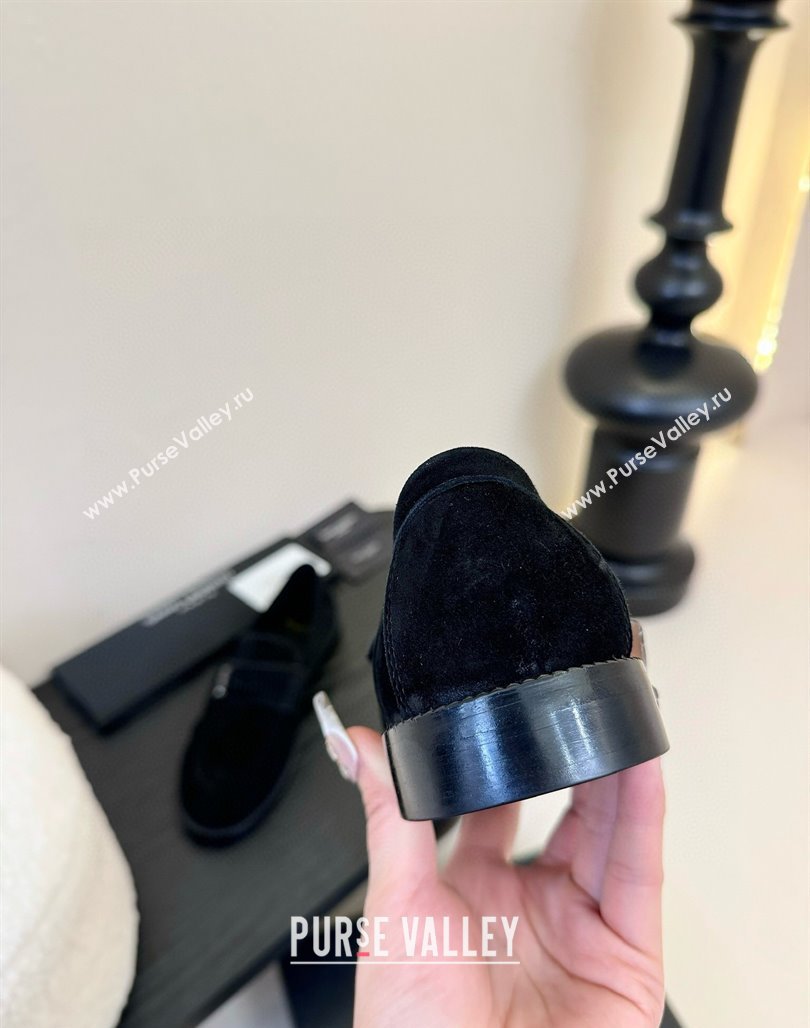 Saint Laurent Le Loafers Penny Slippers in Suede Black 2025 (KER-250424022)