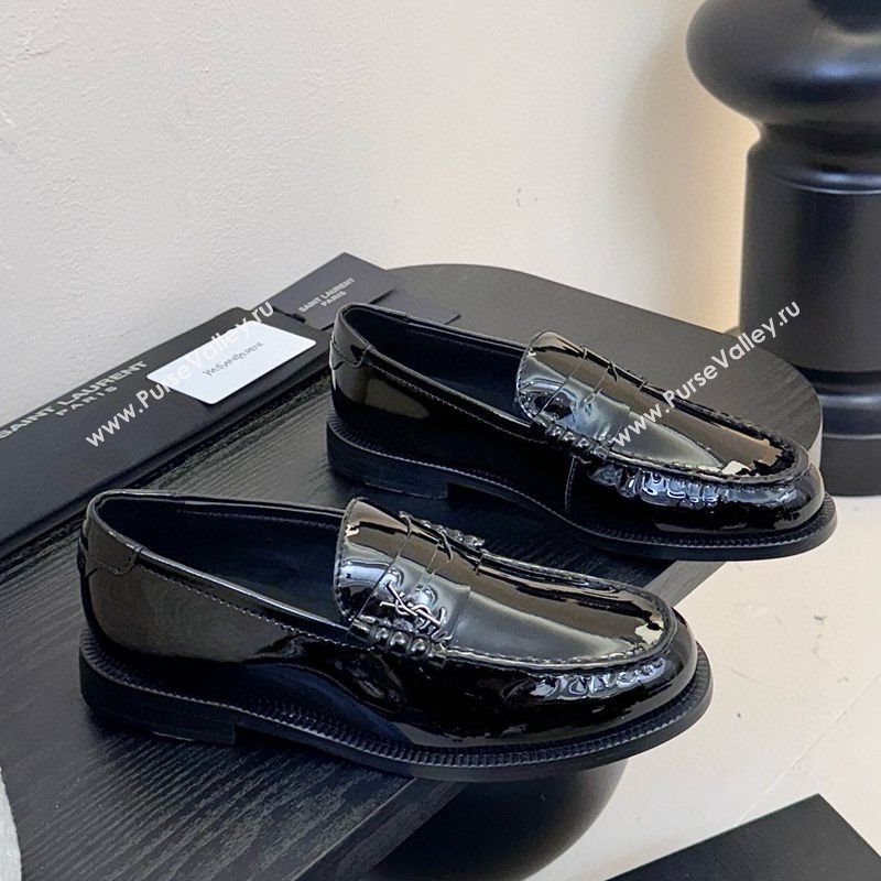 Saint Laurent Le Loafers Penny Slippers in Patent Leather Black 2025 (KER-250424027)