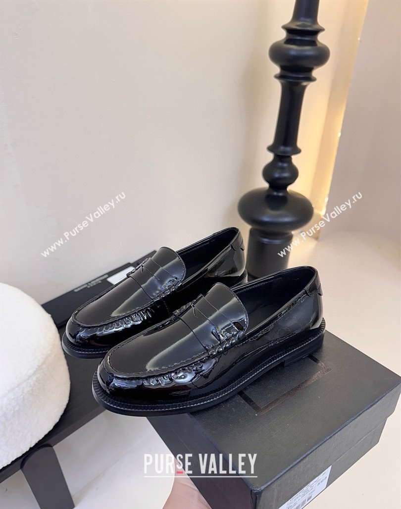 Saint Laurent Le Loafers Penny Slippers in Patent Leather Black 2025 (KER-250424027)