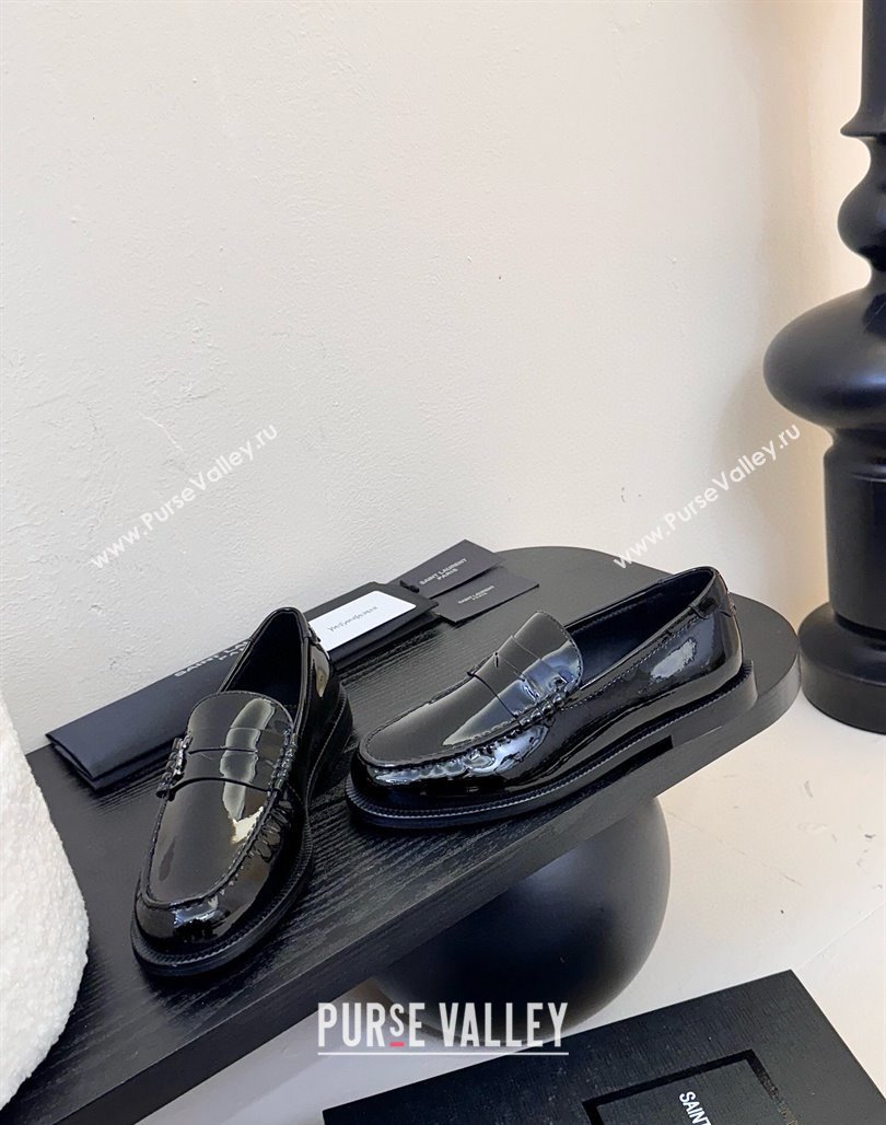 Saint Laurent Le Loafers Penny Slippers in Patent Leather Black 2025 (KER-250424027)