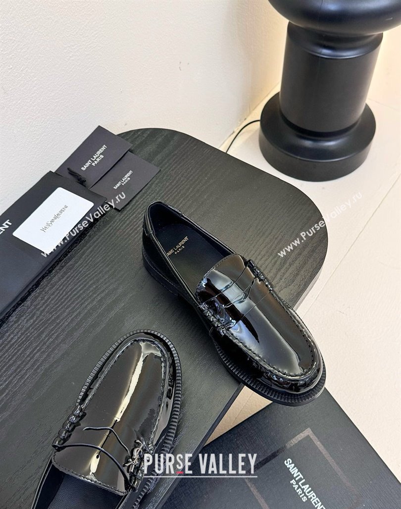 Saint Laurent Le Loafers Penny Slippers in Patent Leather Black 2025 (KER-250424027)