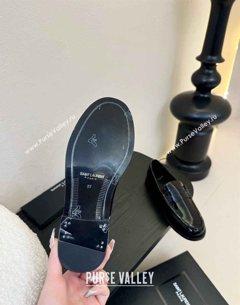 Saint Laurent Le Loafers Penny Slippers in Patent Leather Black 2025 (KER-250424027)