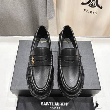 Saint Laurent Le Loafers Penny Slippers in Calf Leather Black 2025 (MD-250424032)