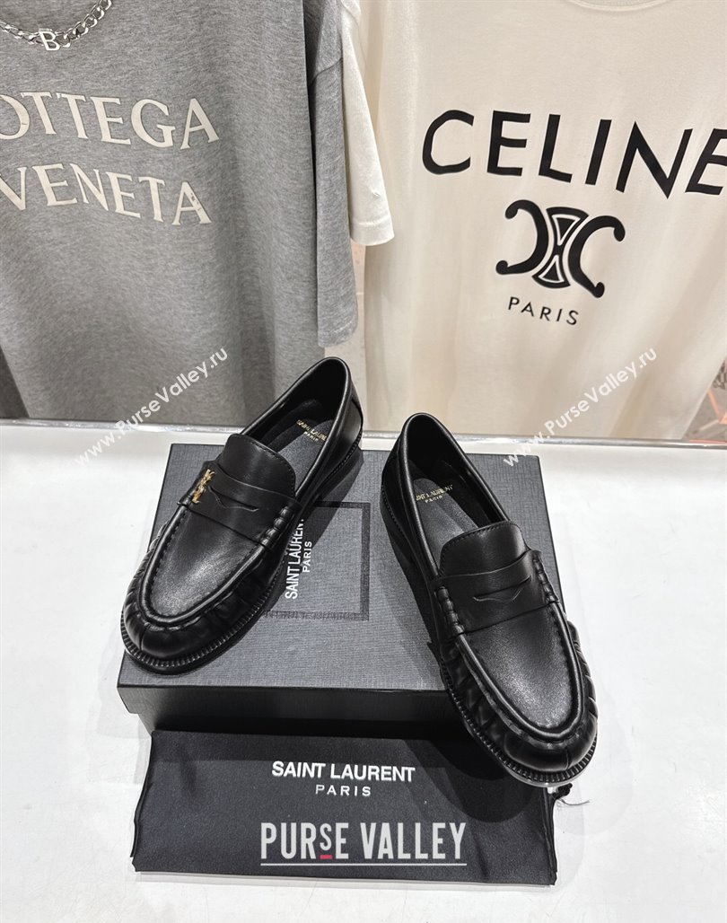 Saint Laurent Le Loafers Penny Slippers in Calf Leather Black 2025 (MD-250424032)