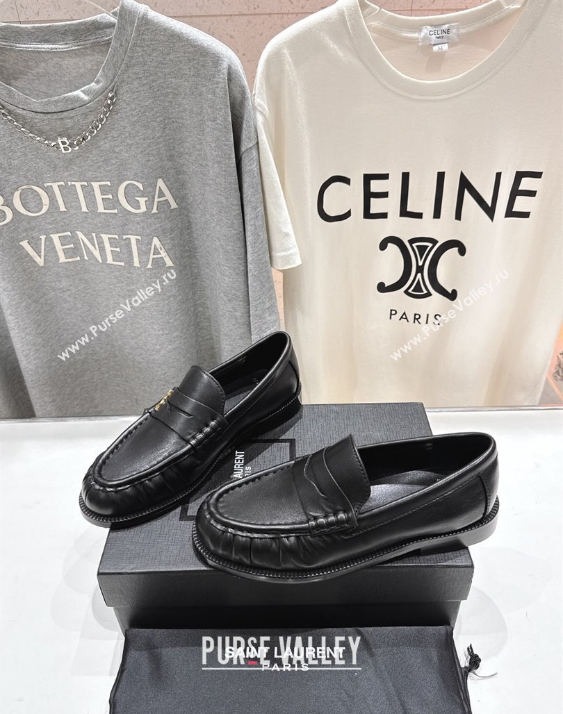 Saint Laurent Le Loafers Penny Slippers in Calf Leather Black 2025 (MD-250424032)