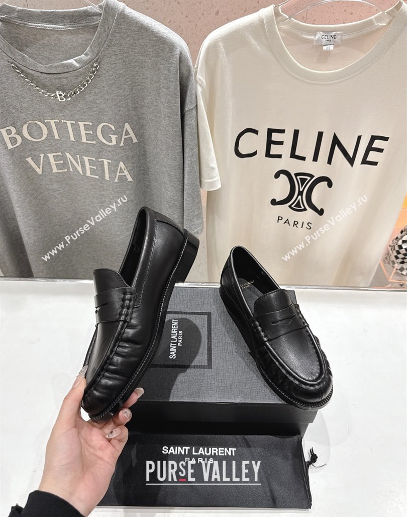 Saint Laurent Le Loafers Penny Slippers in Calf Leather Black 2025 (MD-250424032)