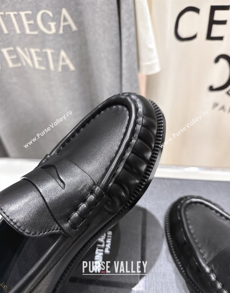Saint Laurent Le Loafers Penny Slippers in Calf Leather Black 2025 (MD-250424032)