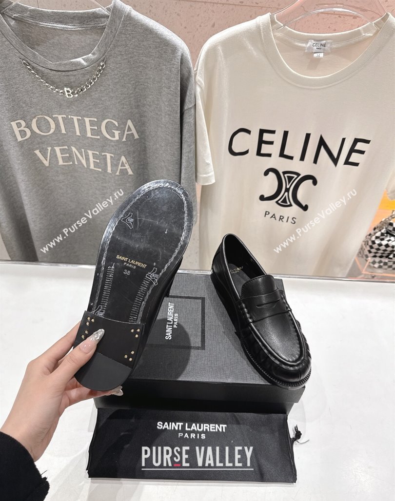 Saint Laurent Le Loafers Penny Slippers in Calf Leather Black 2025 (MD-250424032)