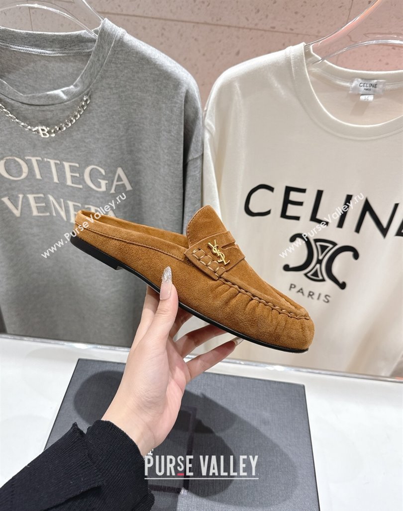 Saint Laurent Le Loafers Mules in Suede Light Brown 2025 (MD-250424033)