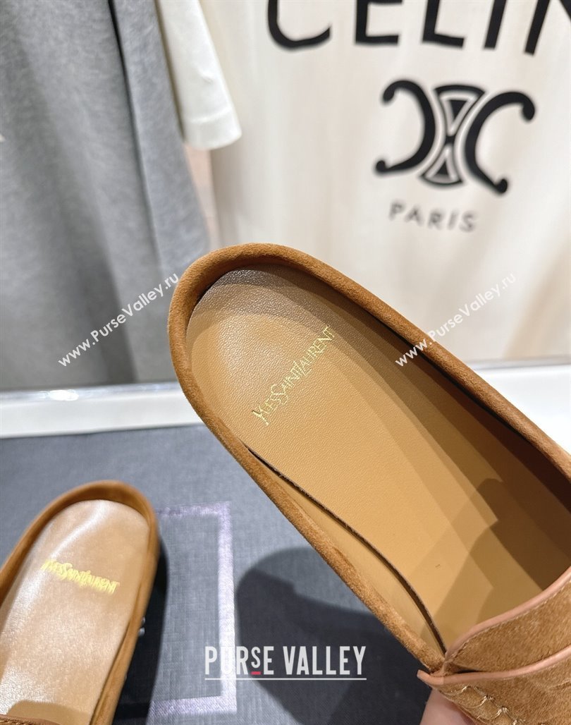 Saint Laurent Le Loafers Mules in Suede Light Brown 2025 (MD-250424033)