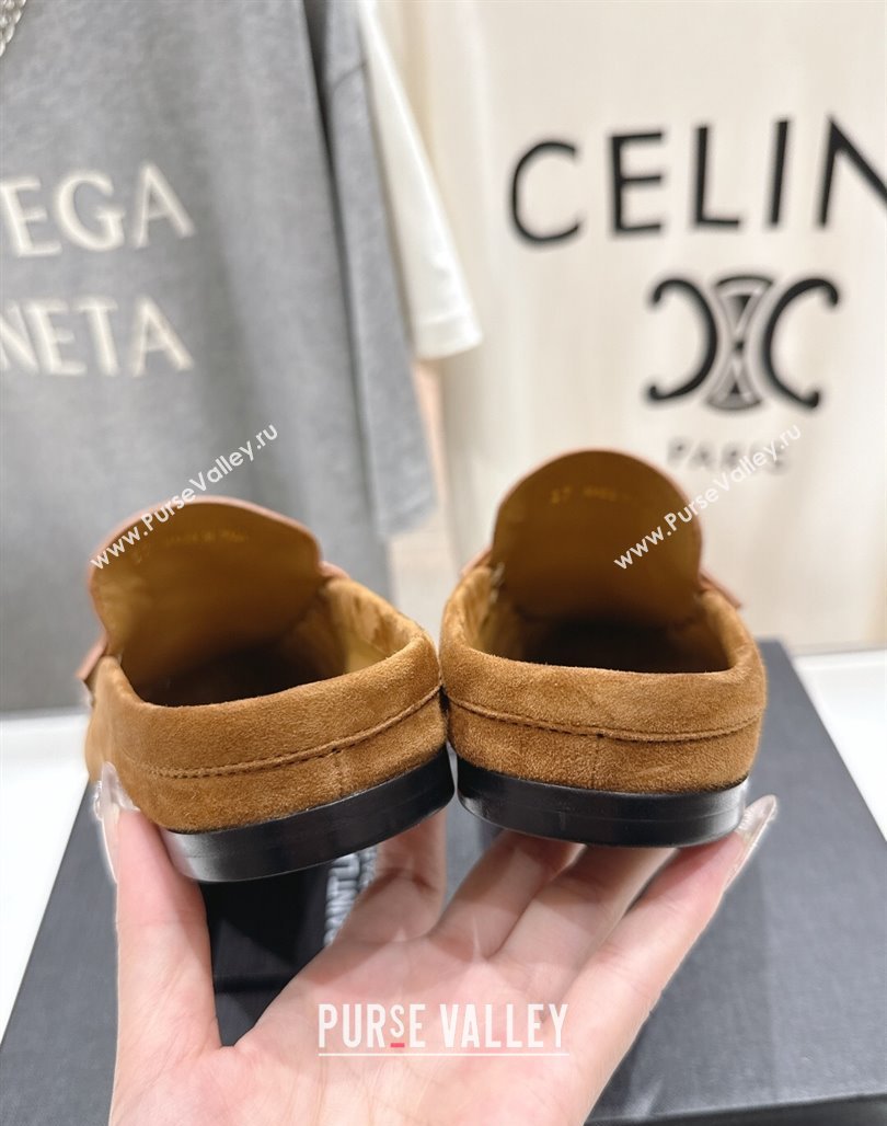 Saint Laurent Le Loafers Mules in Suede Light Brown 2025 (MD-250424033)