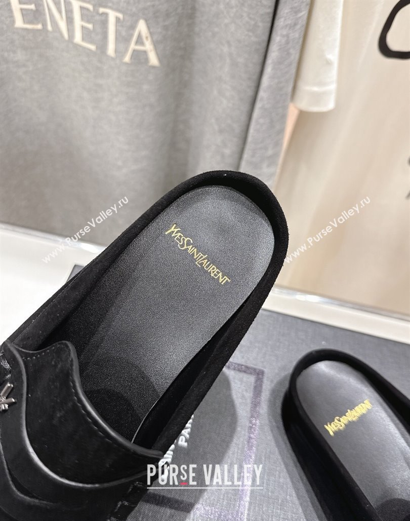 Saint Laurent Le Loafers Mules in Suede Black 2025 (MD-250424034)
