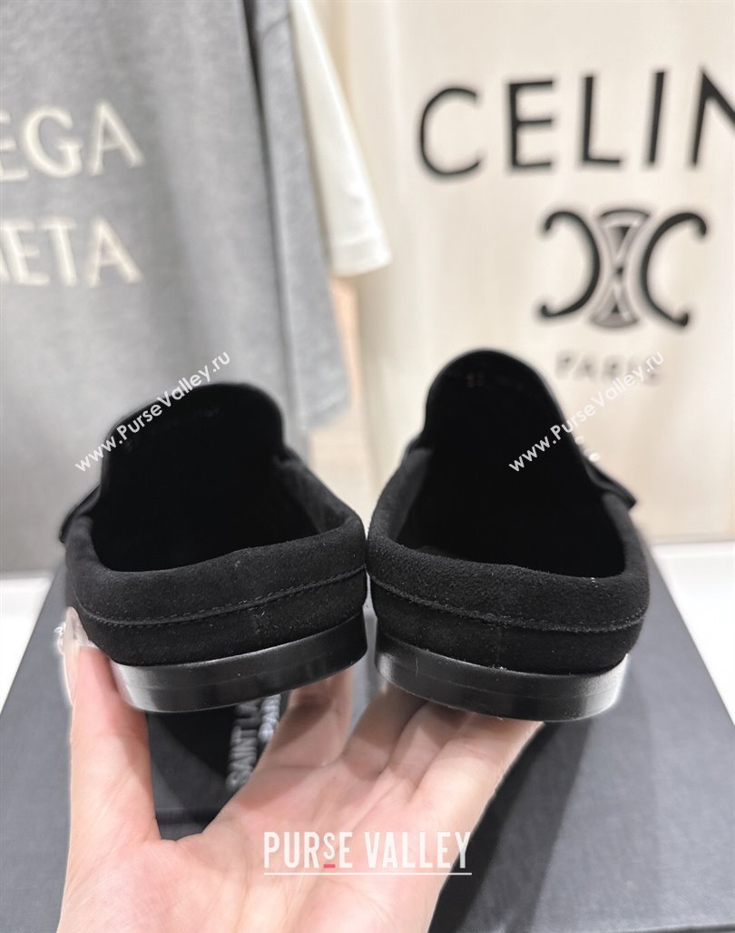 Saint Laurent Le Loafers Mules in Suede Black 2025 (MD-250424034)