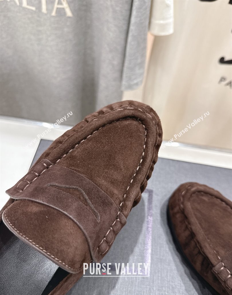 Saint Laurent Le Loafers Mules in Suede Dark Brown 2025 (MD-250424035)