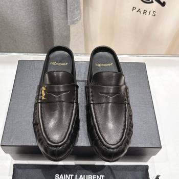 Saint Laurent Le Loafers Mules in Calf Leather Black 2025 (MD-250424036)