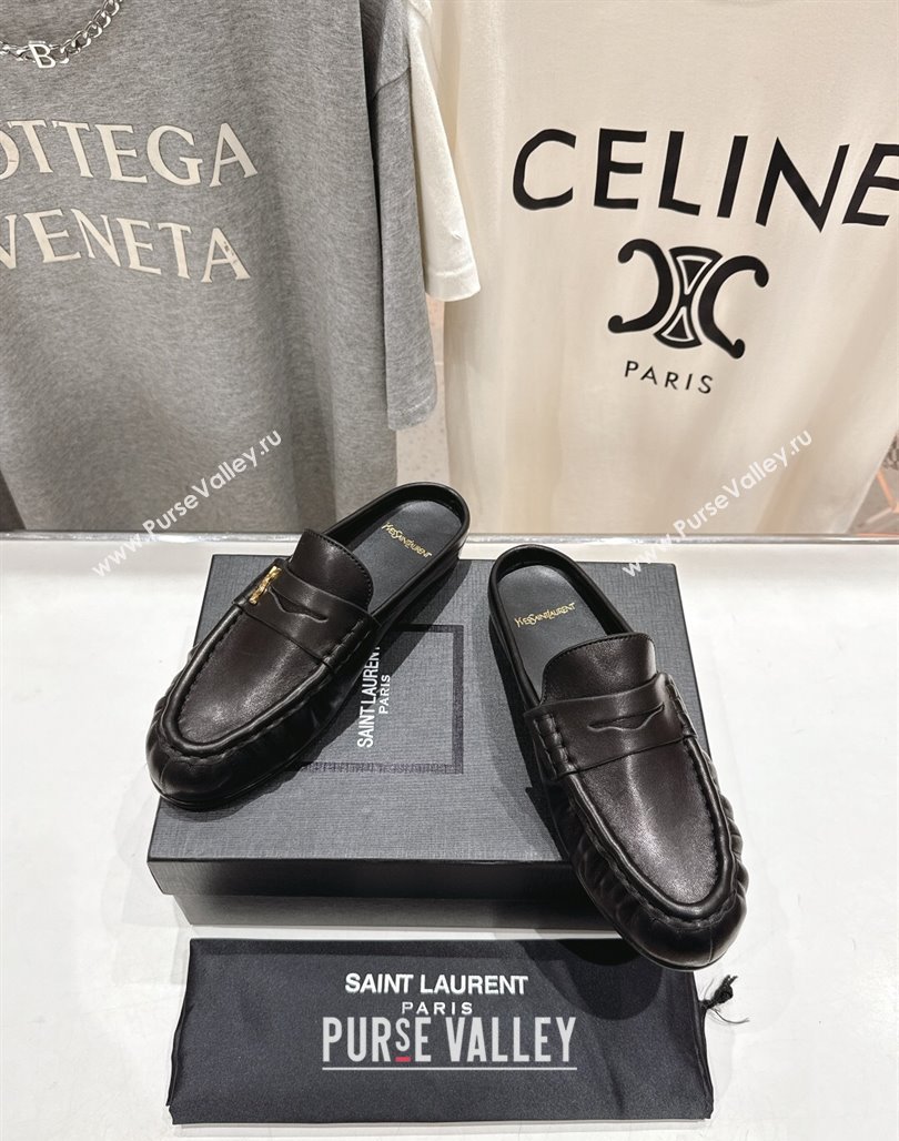 Saint Laurent Le Loafers Mules in Calf Leather Black 2025 (MD-250424036)