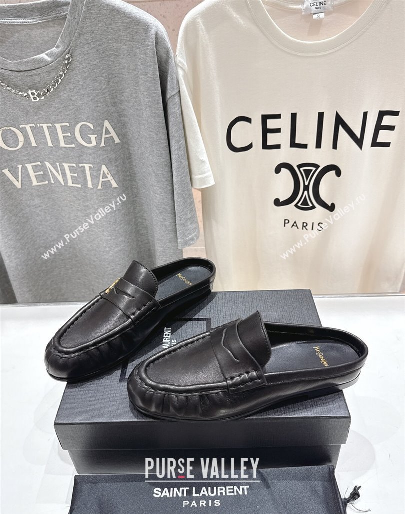 Saint Laurent Le Loafers Mules in Calf Leather Black 2025 (MD-250424036)