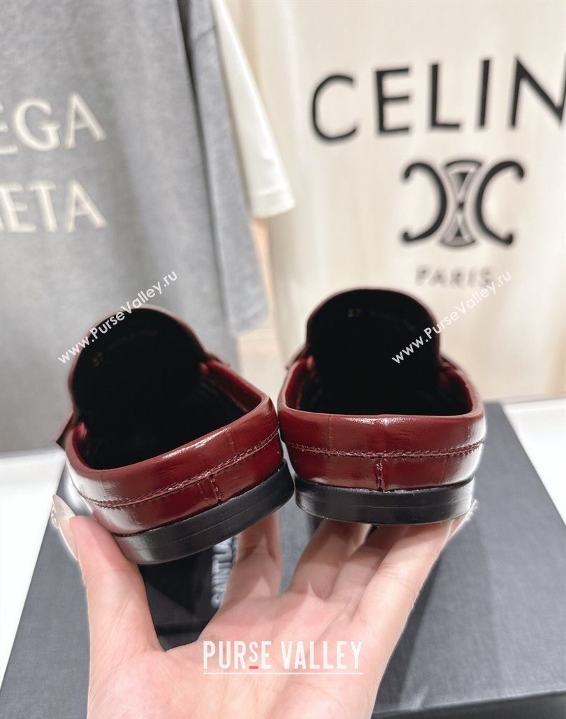 Saint Laurent Le Loafers Mules in Eel Embossed Leather Red 2025 (MD-250424037)